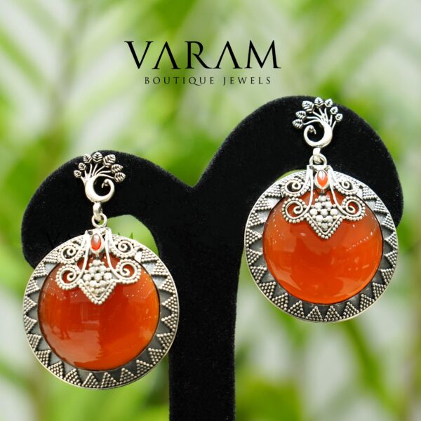 varam_earrings_orange_stone_silver_earrings-1