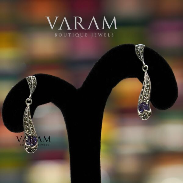 varam_earrings_purple_stone_oxidised_silver_earrings-1