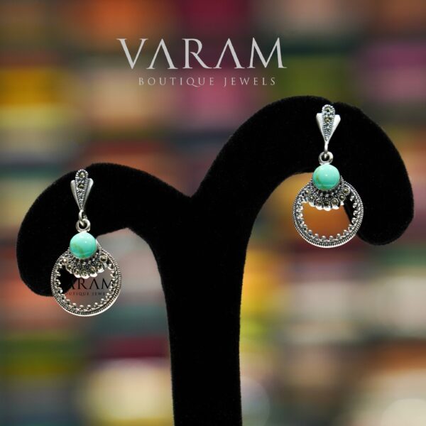 varam_earrings_turquoise_blue_stone_oxidised_silver_earrings-1