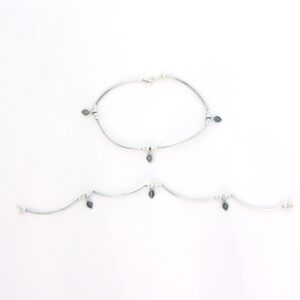 SImple thin oxidised silver anklets