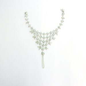White stone oxidised silver anklets