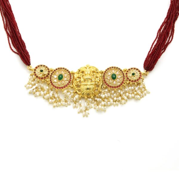 varam_chains_goddess_lakshmi_gold_plated_with_red_beads_chain220316