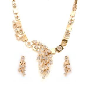 Rose gold modern design chain with matching earrings