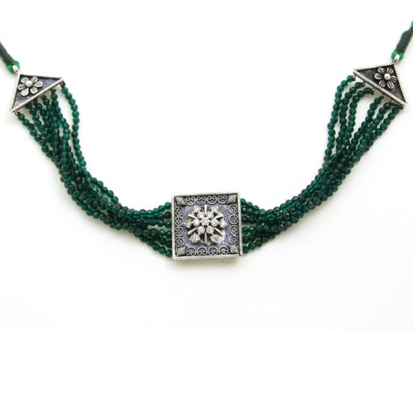 varam_chains_square_design_oxidised_silver_with_green_beads_chain220316