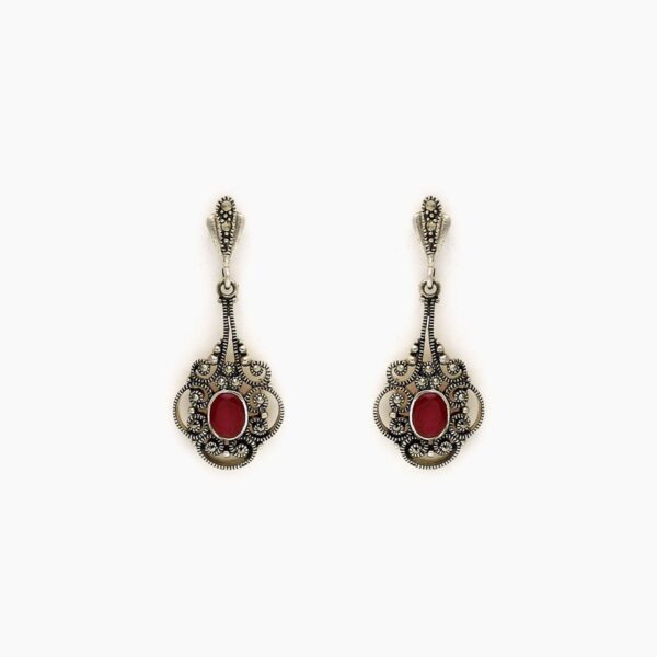 varam_earrings_blood_red_oxidised_silver_earrings