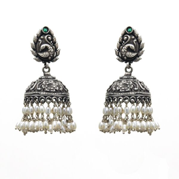 varam_earrings_green_stone_oxidised_silver_earrings_2-1