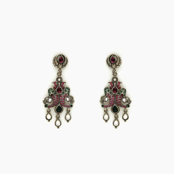 varam_earrings_multi_colour_stone_oxidised_silver_earrings