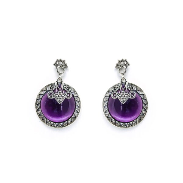 varam_earrings_purple_stone_oxidised_silver_earrings