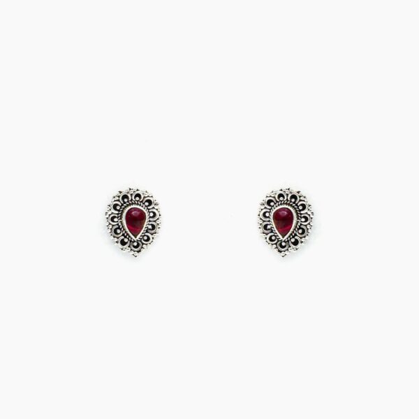 varam_earrings_red_stone_floral_design_oxidised_silver_studs_11
