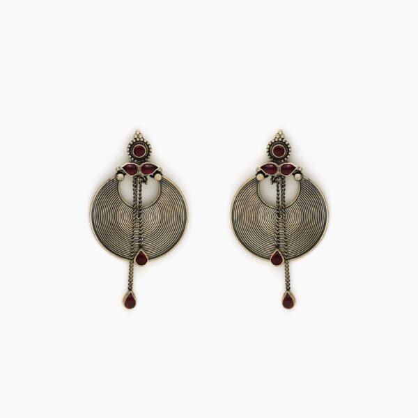 varam_earrings_res_stone_circular_design_oxidised_silver_earrings