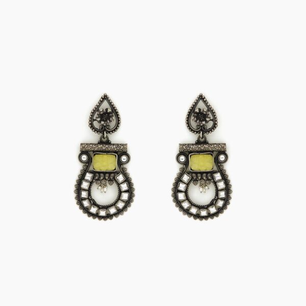 varam_earrings_yellow_stone_oxidised_silver_earrings