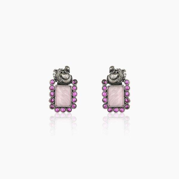 varam_earrings_baby_pink_stone_swan_design_oxidised_silver_earrings-1