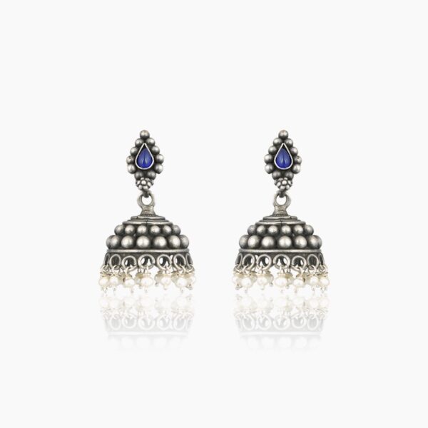 varam_earrings_blue_stone_oxidised_silver_jimiki_earrings-1