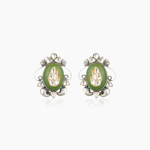 varam_earrings_green_stone_oxidised_silver_earrings-1