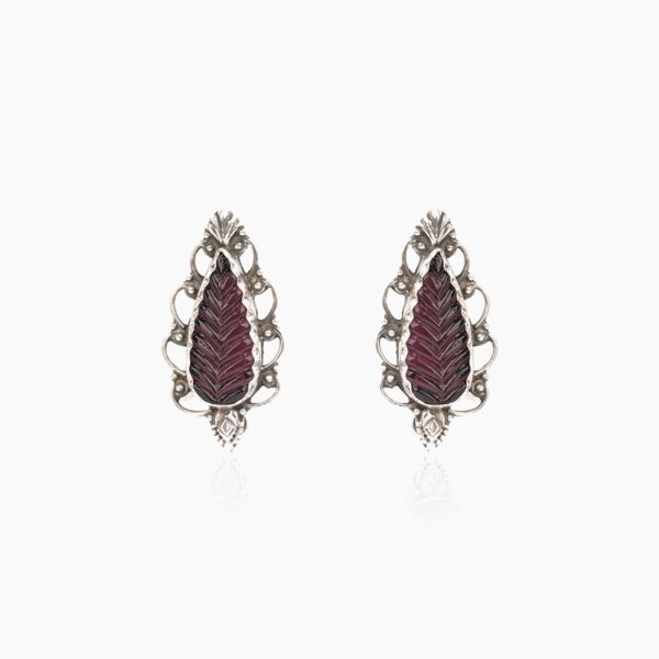 varam_earrings_maroon_stone_silver_earrings-1