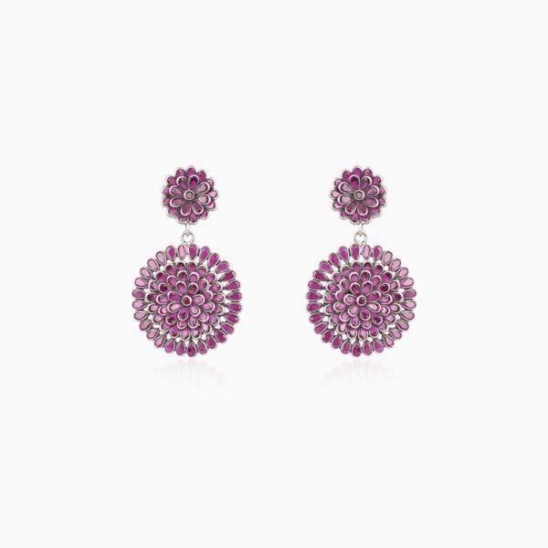 varam_earrings_pink_stone_floral_design_silver_earrings_2-1