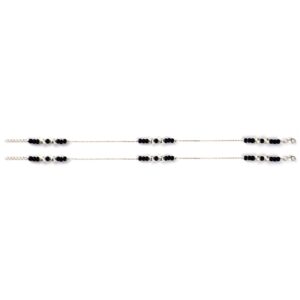 Black stone silver anklets
