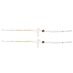 Brown stone golden and silver anklets