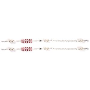 Cherry red stone silver anklets