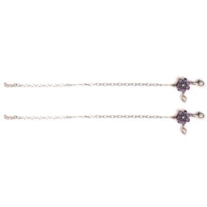 Dark pink stone silver anklets