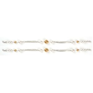 Golden yellow design silver anklets