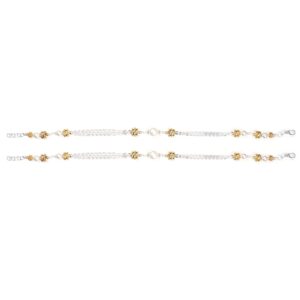 Golden yellow design white stone silver anklets