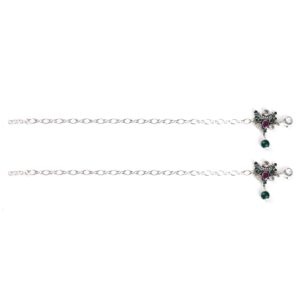 Green and red stone silver anklets