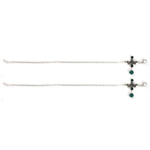 Green stone silver anklets
