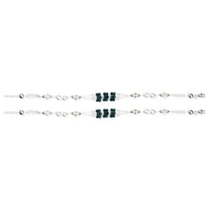 Green stone silver anklets