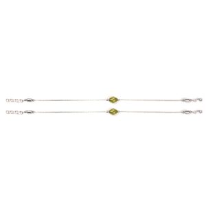 Lemon green silver anklets