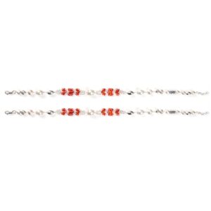 Orange stone silver anklets