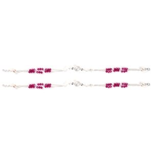 Pink stone silver anklets