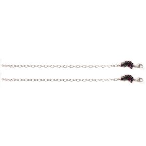 Pink stone silver anklets