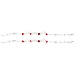 Red and white stone silver anklets