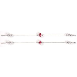 Red stone silver anklets