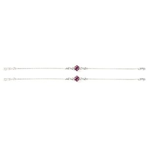 Red stone silver anklets