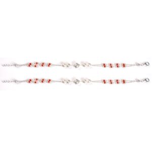 White and orange silver anklets