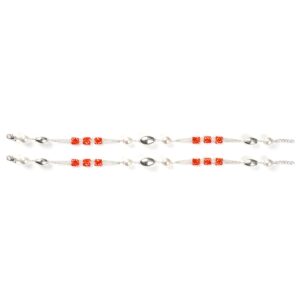 White and orange silver anklets