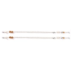 White and yellow stone silver anklets