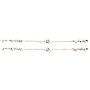 White beads stone silver anklets