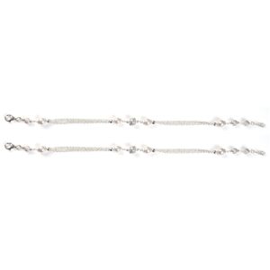 White pearl silver anklets