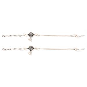 White stone silver anklets