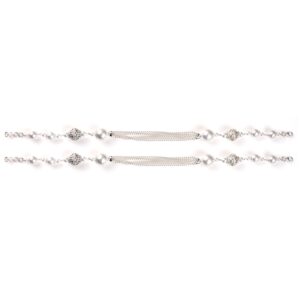 White stone silver anklets
