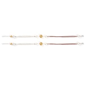 Yellow stone silver and copper anklets
