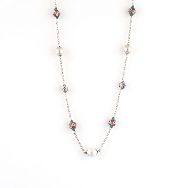 varam_chains_072022_white_and_red_stone_oxidised_silver_thread_chain-1