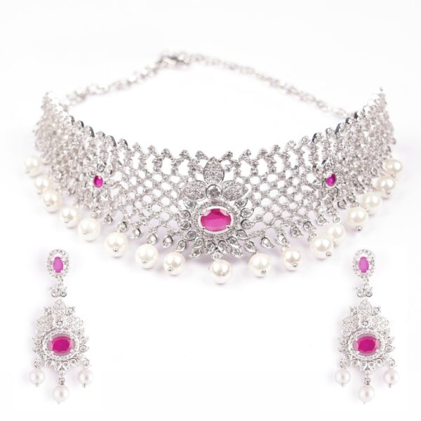 varam_chokers_072022_white_and_pink_stone_oxidised_silver_pearl_design_chocker_1-1