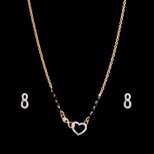 Heart shaped gold plated chain with earrings