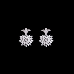 Tree shaped crystal white stone earrings