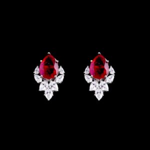 White and red stone earrings
