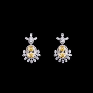 White and yellow stone silver earrings